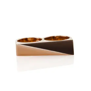 Flex Double Finger Ring 14K Plated Rose Gold (Brass)