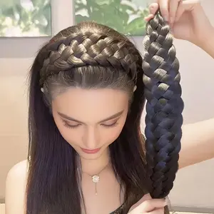 [Wide Non-Slip Braided Headband] Elegant Handmade Braided Headband for Women - Wide, Non-Slip Teeth Comb Hair Accessory with Natural Twist Braid Design-5SD4
