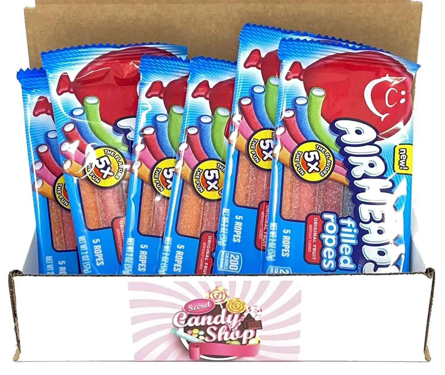 Airheads Filled Ropes Original Fruit Flavor (Pack of 6, total of 30 ...