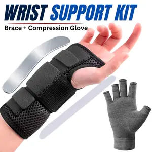 Wrist Brace & Compression Glove Kit – Hand Brace Carpal Tunnel Wrist Splint Night Support for Women Men, Pain Relief Support -Tendonitis, Arthritis, Sprain
