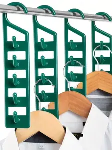 1 space-saving closet hook rack, hooks, travel hooks, storage hooks, hanging hooks - durable green plastic organizer - maximize closet space for clothes, belts, scarves, and accessories, perfect for dorms