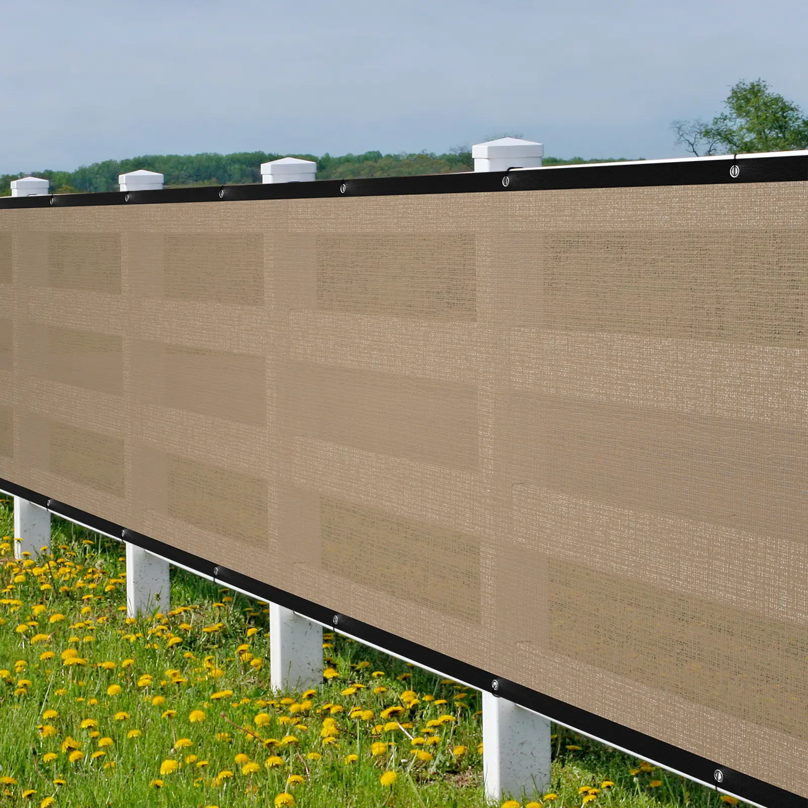 Fence Privacy Screen, 3' x 50' Windscreen Fencing Shade Cover with Grommets for Wall Outdoor Garden Patio Yard Pool Deck Balcony, Beige