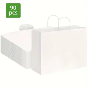 Hot selling styles 180/270/360pcs gift bag, white paper bag with handle, large gift bag, loose Kraft shopping bag for boutiques, small businesses, retail stores, gifts and merchandise, sturdy kraft paper bag, 15.7x5.9x11.8 inches