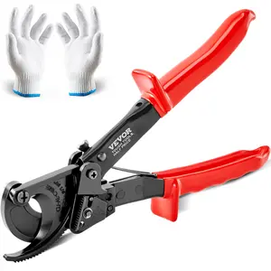 VEVOR Ratcheting Cable Cutter, 10" Wire Cutter Heavy Duty with Gloves, Strong Silicon-Manganese Spring Steel Blade-for Cutting Up to  240 mm² /473 MCM  Electrical WireVEVOR Super Brand Day