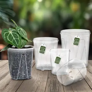 5", 7", 9" Clear Nursery Tall Vented Pots  with Drainage Holes | karenplantsplants