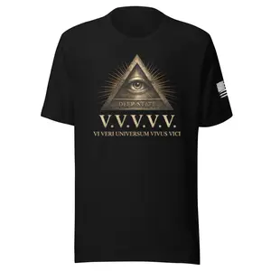 Deep State Drip V.V.V.V.V. T-Shirt - Vi Veri Universum Vivus Vici - 100% Combed Ring-Spun Cotton - Soft Lightweight - Pre-Shrunk Fabric - Side-Seamed Construction - Deep State Design