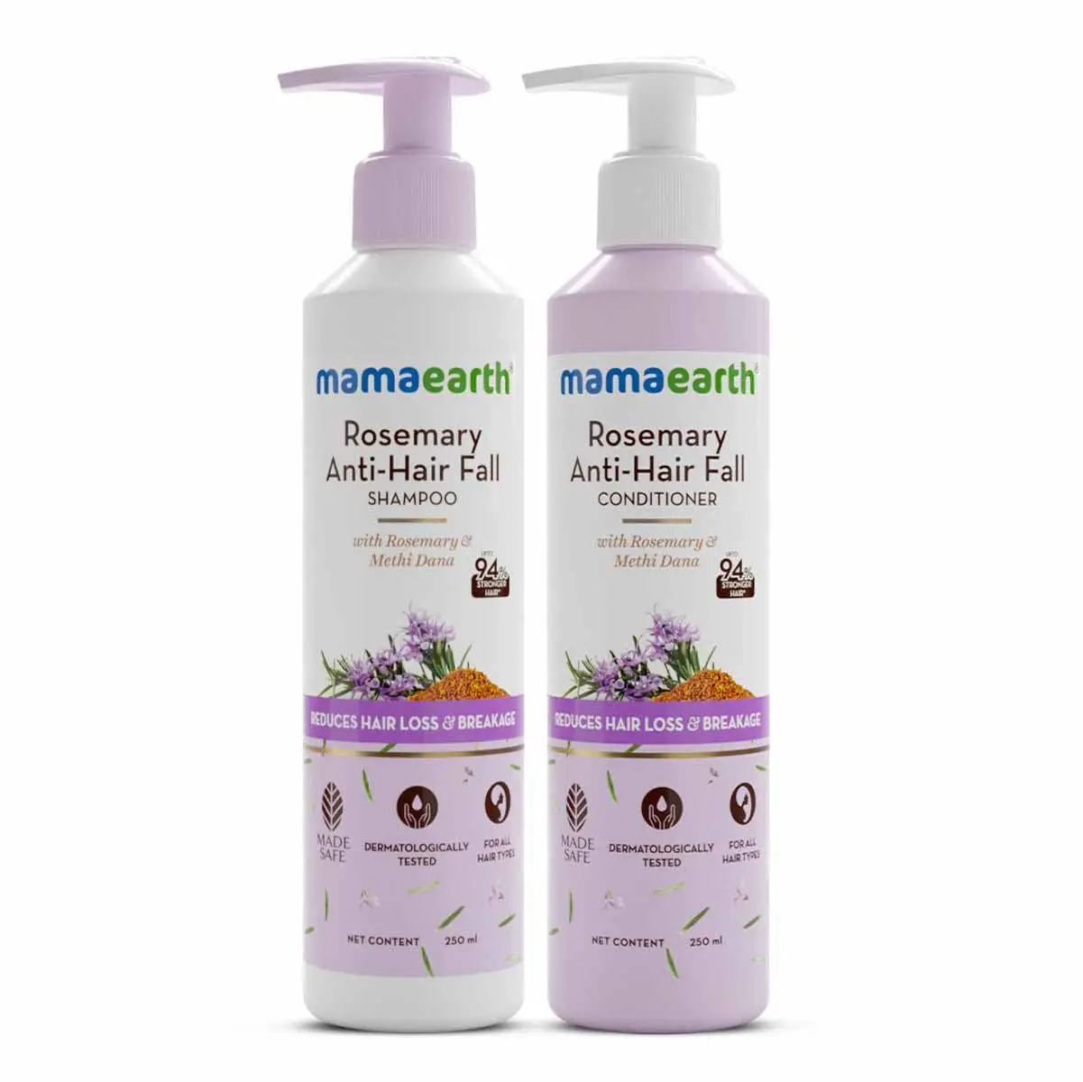 Mamaearth Rosemary Hair Care Duo | Anti-Hair Fall Shampoo & Conditioner | Healthy, Stronger Hair