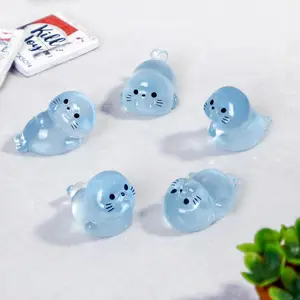 20pcs Simulation Night Glow Mini Seal Statues, Cute Resin Style Plastic Ocean Animal Decorations, No Battery Needed Glowing Sculptures Glow in Dark