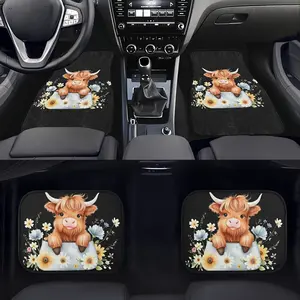 1pc[2D Flat] Universal Car Floor Mats with Cute Highland Cow Pattern Design Floor Mats, Car Floor Decoration, Car Dust Mats, Sedan, SUV, Best Gift for Men and Women, 2D Flat, Car Interior Accessory, Car Accessories