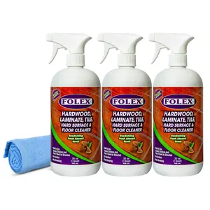 Folex Hardwood, Laminate, Tile, Hard Surface & Floor Cleaner with Reusable Cleaning Cloth, Fresh Almond Scent, Residue and Streak Free - 3 Pack