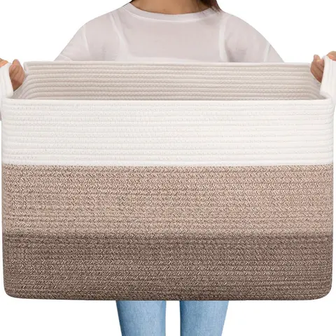 65L Extra Large Durable Natural Cotton Square Breathable Freestanding Laundry Hamper - Eco-Friendly, Odor-Free, Handle-Equipped Home Organizer with Elegant Natural Charm, Effortless Restoration for Laundry Sorter Baskets, Clothes Storage, Blanket Basket