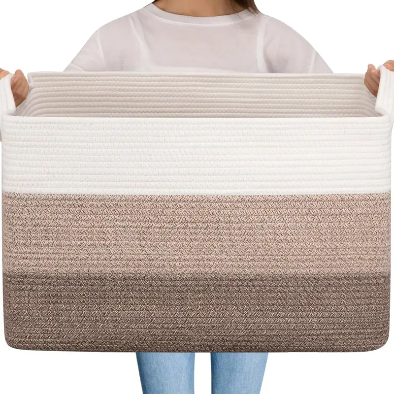 65L Extra Large Durable Natural Cotton Square Breathable Freestanding Laundry Hamper - Eco-Friendly, Odor-Free, Handle-Equipped Home Organizer with Elegant Natural Charm, Effortless Restoration for Laundry Sorter Baskets, Clothes Storage, Blanket Basket