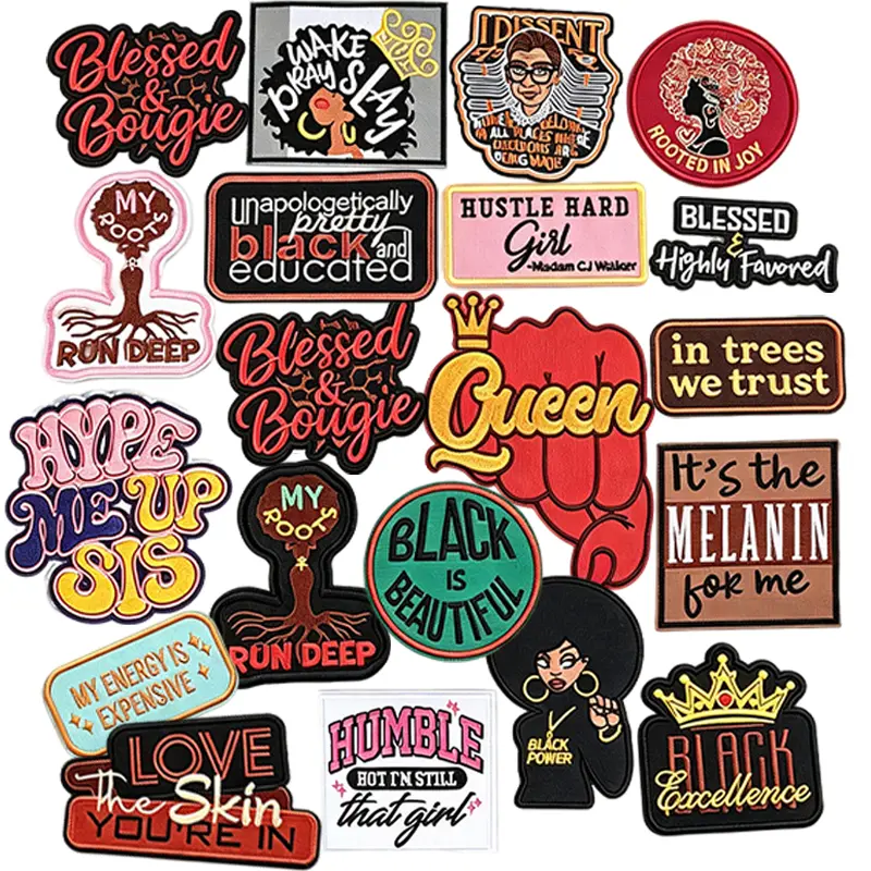 Embroidered Patches, Melanin Culture Quote Designs, Decorative Iron On Patches for Jackets, Jeans, Backpacks, Hats & Personalized Fashion DIY(20Pcs)
