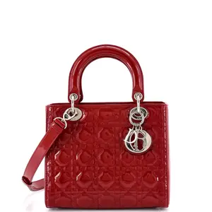 Pre-owned Dior Patent Leather Top Handle Bags Christian Lady Bag Cannage Quilt Patent Medium by Rebag