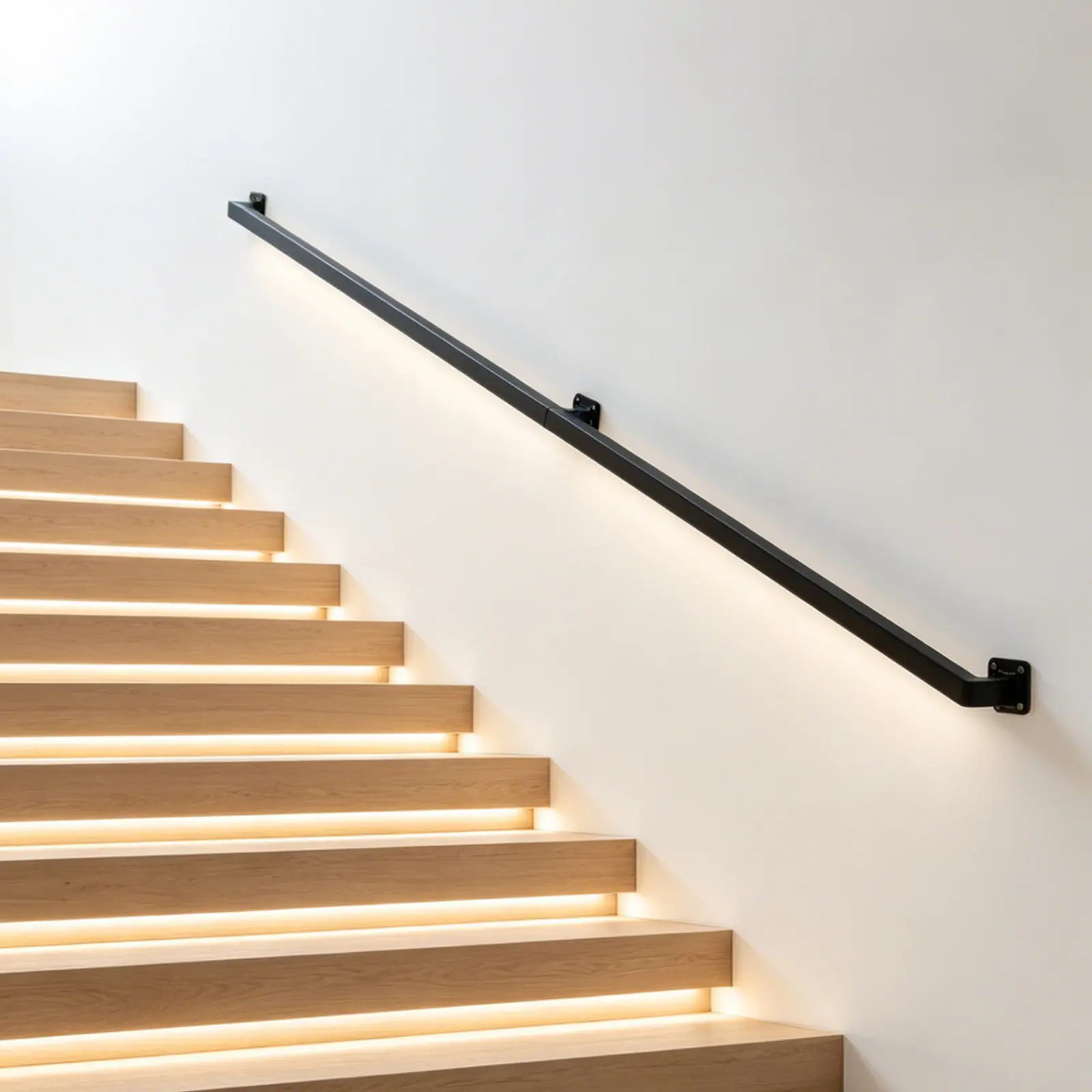 Heavy Duty Metal Stair Railing - Modern Industrial Wall Mounted Handrail for Stairs - Durable Support for Indoor & Outdoor Staircases, Loft