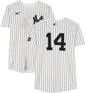 Amed Rosario New York Yankees Game-Used #14 White Pinstripe Jersey vs. Toronto Blue Jays on October 8, 2025 - Fanatics Authentic Certified