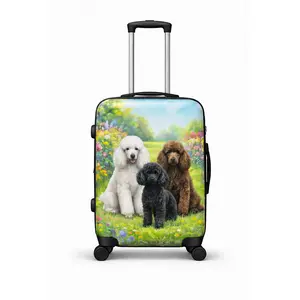 WORLD TRAVELER Chariot Garden Poodle Polycarbonate Hardside Spinner Carry On Luggage, 22"x14"x9" Expandable with TSA Lock, Top & Side Carry Handles, Multi-Compartment Fully Lined Interior for Dog Lovers