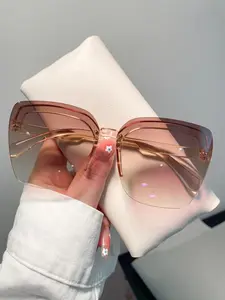 Women's Geometric Frame Sunglasses, Boho Elegant Design, Modern Minimalist Style, Perfect for Outdoor Activities & Daily Wear
