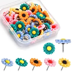 40Pcs, Thumb Tacks for Bulletin Board, Flower Decorative Pins and Tacks, Cork Board Thumbtacks, Cute Thumbtack for Office Decorative