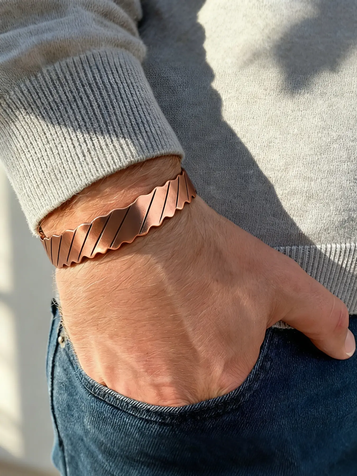1pc Vintage Creative Magnetic Bracelet, Adjustable Striped Bangle, Adjustable Cuff, Open Cuffs, Open Twisted Design, Perfect for Daily Wear, Unisex Jewelry Accessory, Stackable Bracelets