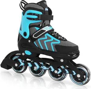 Nattork Adjustable Inline Rollerblades for Adults & Teens Boys, Beginner Single Row Skates, Indoor & Outdoor Recreation Sports Blades