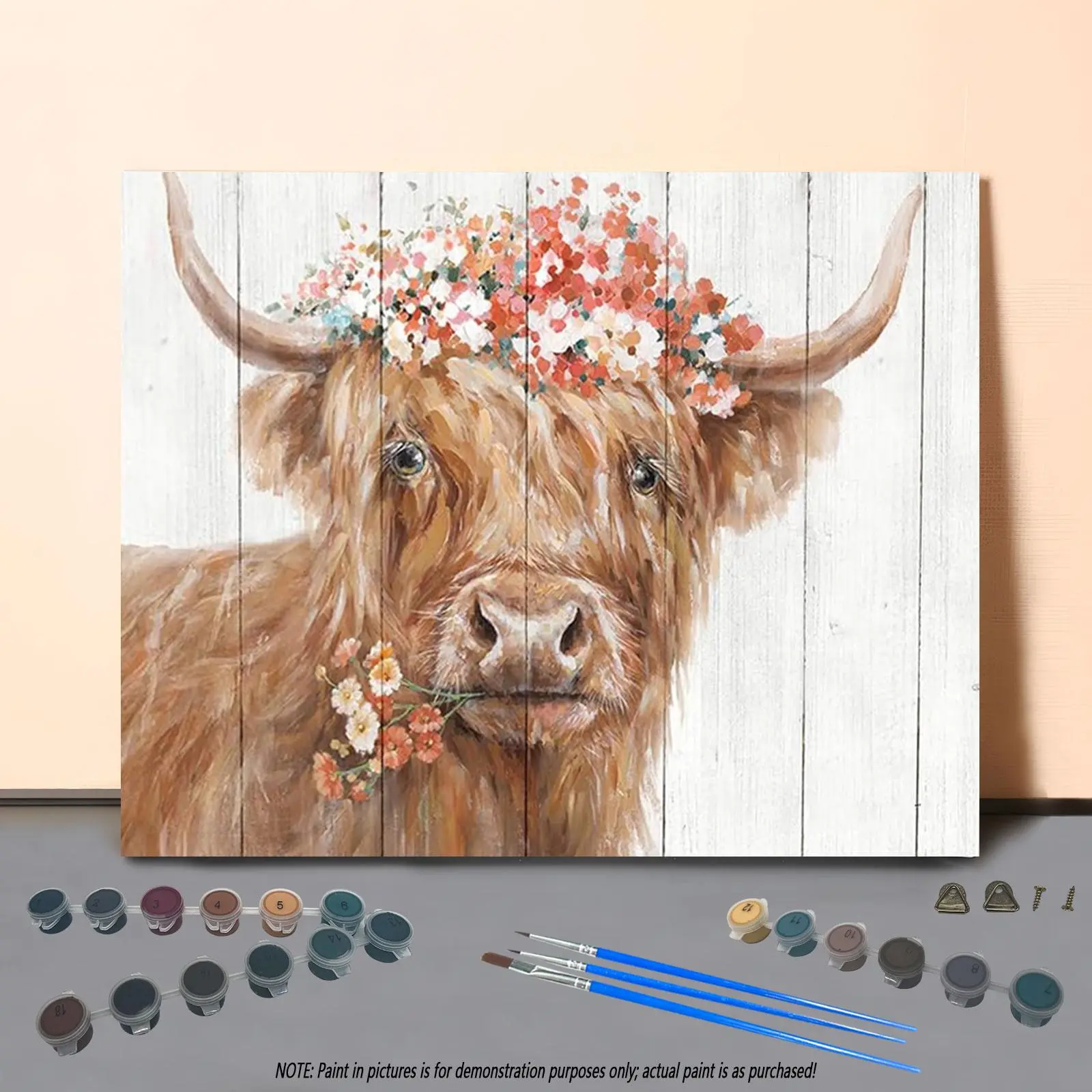 Colorful Cow Pattern DIY Oil Painting Without Frame, DIY Paint By Numbers Kit Hanging For Beginner, DIY Home Decor, Diy Art