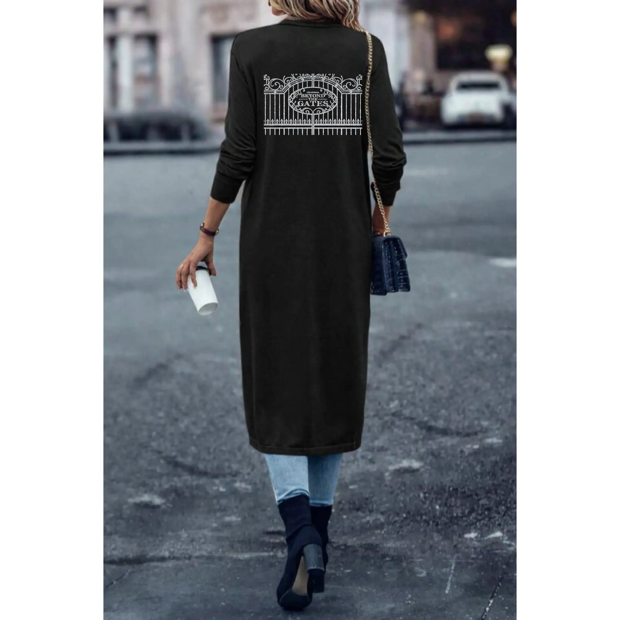 BTG Rhinestone long duster cardigan Fast shipping
