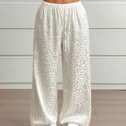 1 piece/2 pieces, Y2K American retro ice silk leopard print drawstring casual pants, sweet, cool and spicy girl style, suitable for women's daily home and outdoor wear, suitable for dates, parties and festivals