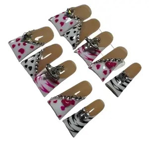 Colorful duck nails 10Pcs Handmade High Quanlity Acrylic Press on Nails Art Beautifull Nails Party Luxury Fashion Comfortable and Reusable Nails Rhinestone Glue Glitter Glue