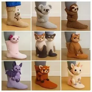 Christmas Animal Socks - Knitted Non-Slip Floor Socks with Cute Designs, Cozy Gift for Winter