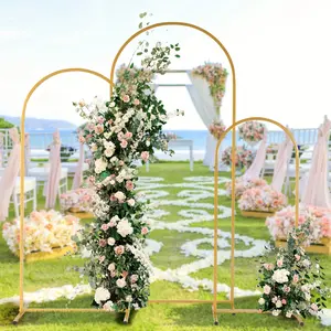 Arched Backrest Metal Bracket, 3 Golden Arched Frames (7.2FT+6.6FT+6FT), Used As Background Brackets For Wedding Parties, Birthday Ceremonies, Graduation Anniversaries, And Decorative Flowers