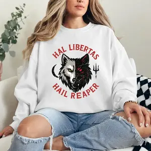 [Made in USA] Red Rising  Sweatshirt Unisex, Pierce Brown Hail Libertas Hail Reaper Pullover, Cozy Fantasy Book Series Crewneck, Sci Fi Bookish Streetwear Top, Casual Reader Apparel and Gift for Fans