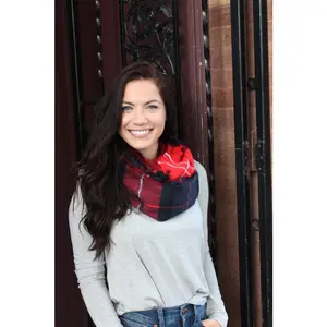 Red Plaid Infinity Scarf 16" x 60" Summer Accessory for Casual & Dressy Outfits Stay Warm Without Fuss