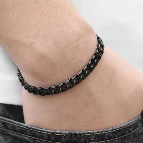 3-11mm Black Stainless Steel Bracelet for Men Women Gold Color Cuban Link Bracelet Fashion Jewelry 7-11 inch
