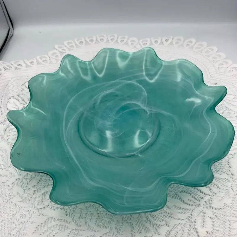 Handcrafted Blue Glass Swirl Platter