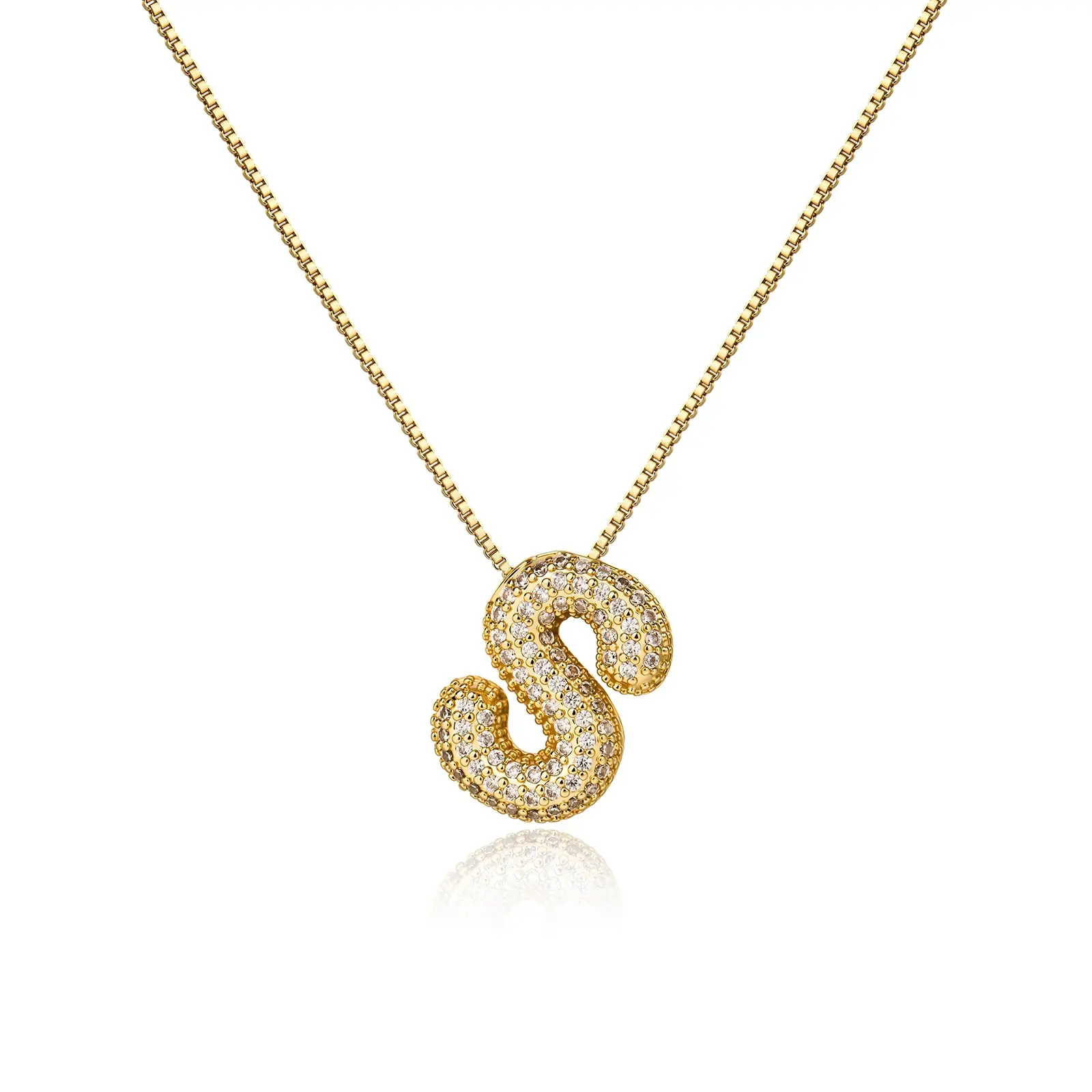 Cicy Bell 14k Gold Plated Initial Necklace Personalized Valentine's Day Gift for Women Cubic Zirconia Luxurious Dainty Letter Pendant Necklace Birthday Gifts
