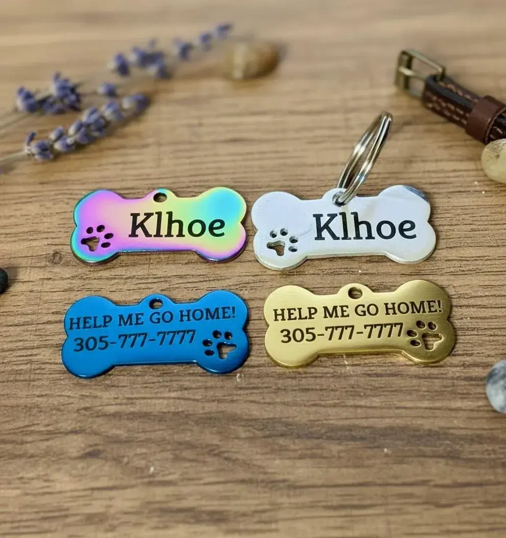 Personalized Dog Tag, Custom Engraved Pet Tag with "Help Me Go Home"  and Phone Number Engraved