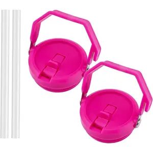 2 Pack 40 oz Tumbler Flip Straw Lid Replacement Fit for 40 oz  Quencher, Leak Proof,Handle  Top, Tumbler Cover Compatible with 40oz  Quencher (Rose Red)