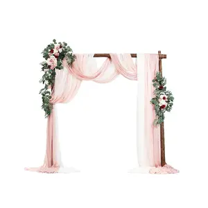 VEVOR Artificial Wedding Arch Flowers Kit, Pink Wedding Arch Flowers with Drapes Kit (Pack of 5) - 2 Pcs Floral Arrangement, 3 Pcs Sheer Drapes, for Ceremony Bouquets Reception Backdrop Decoration