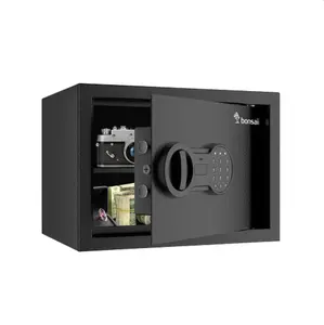 Bonsaii 0.C6ubic Feet Small Safe Box for Money with Electronic Keypad Steel Construction Hidden Safe with Key Mini Safe for Home Office Hotel Durable SPHC Steel