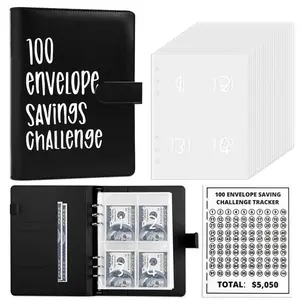 100 Envelopes Money Saving Challenge Binder, Budget Binder Savings Challenges Book with Cash Envelopes, A5 Budget Planner Book to Save $5,050
