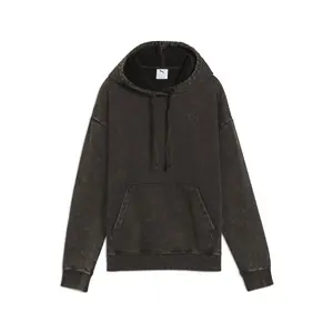 PUMA Womens Elevated Essentials Acid Wash Fleece Hoodie Casual Outerwear Casual - Black