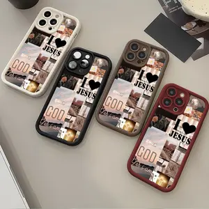 Jesus Collage TPU Smartphone Case - Shockproof, Waterproof Outdoor Cover, Cellphone Accessories for Handheld Devices Compatible with iPhone 17 Pro Max, 16, 15 Plus, 14, 13, 12 Pro, 11