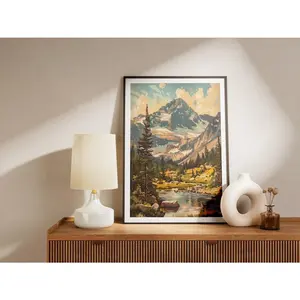 [Sale off up to 65%][Free Ship][No Frame] Captivating Rocky Mountains USA National Park Scenic Landscape Vintage Travel Art Print Poster - Retro Mountain Nature Wall Decor Artwork Photography 2
