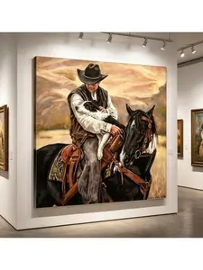 CANVAS ON DEMAND All A Cowboy Needs Canvas Wall Art Print by Victoria Wilson Schultz, Contemporary, Traditional, Home Decor, Animal, Dog Artwork