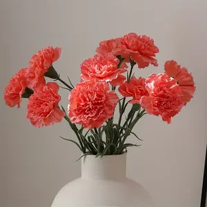 6 Stems High-Quality Artificial Carnation  with Moisturizing Feel, Ultra-Realistic Faux Carnations, No Watering or Maintenance Required, Gift and Home Decoration Ornament, Ideal for Weddings, Festive Decorations, and Mother's Day Gifts