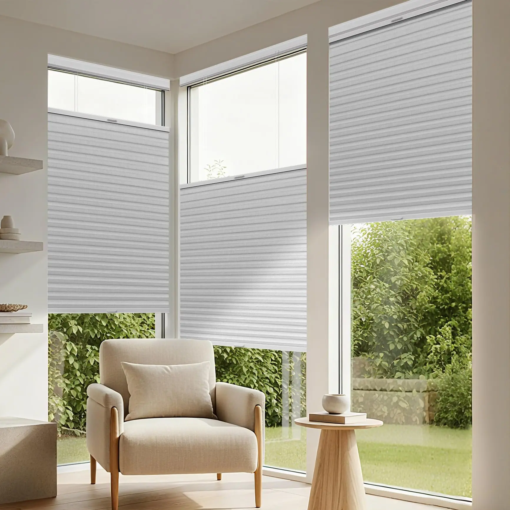 Allesin Zen Honeycomb No-Drill Cordless Top-Down Bottom-Up Blackout Windowshades, 10-Second Tool-Free Installation, Upgraded Aluminum Rails, Premium Fabric, Light Blocking Blinds, Adjustable Size Blinds, Indoor Thermal Insulated Cover