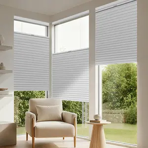 Allesin Zen No Drill No Tools Top Down Bottom Up Cellular Shades,Blackout Cordless Window Blinds for Indoor Windows,Easy to Install Honeycomb Blinds