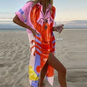 Chic Style Lemon Lobster  Print Vacation Dress Set Sleeveless Comfy Women's Clothing #SpringStatements Bottom