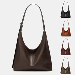 Slouchy Tote Bags for Women Retro Vegan Leather Shoulder Crossbody Bag Faux Leather Handbag Purse Satchel Soft Leather Bag